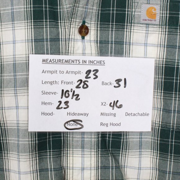 Carhartt Green Plaid Relaxed Fit Short Sleeve Button Down Shirt Size L - Picture 11 of 11